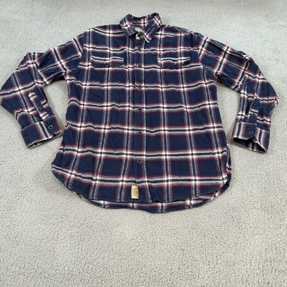 Jachs Shirt Mens Medium  Blue Red‎ Plaid Flannel Button Front Long Sleeve Casual